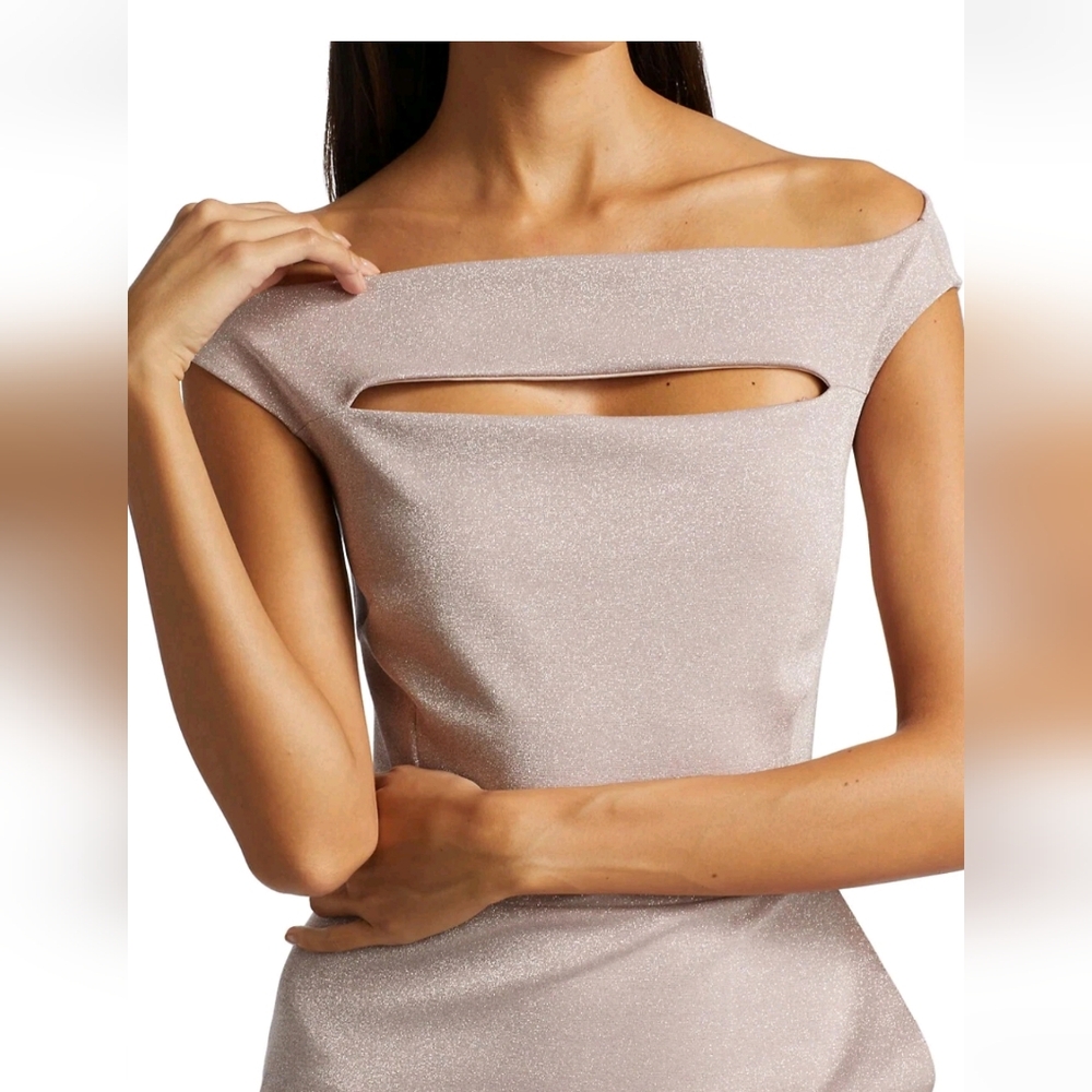 Chiara Boni La Petite Robe Melania Sugar Metallic Sheath Dress Size 44 (8) - Picture 9 of 13